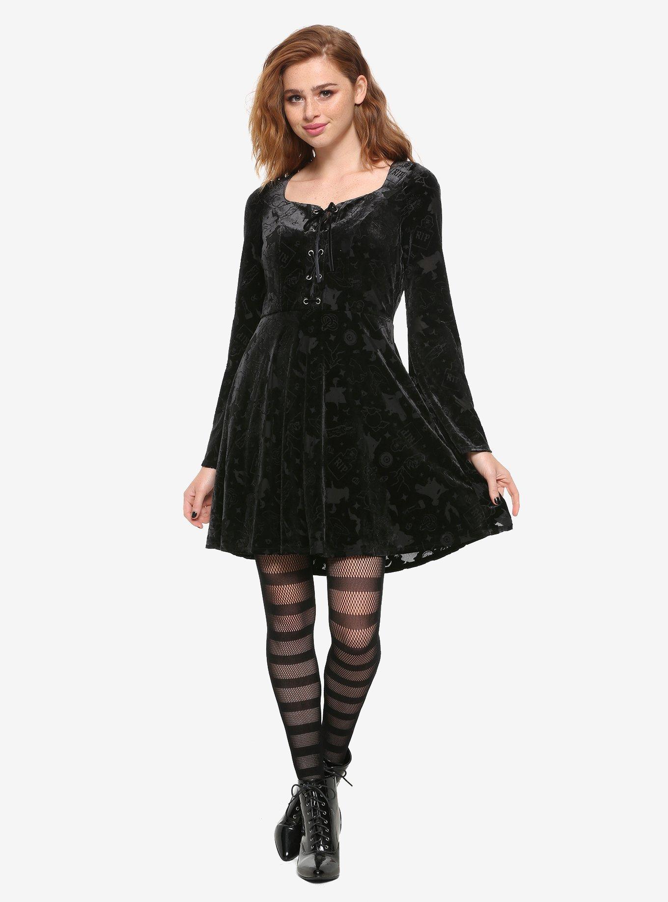 Her Universe Disney Hocus Pocus Icon Velvet Bell Sleeve Dress, , alternate