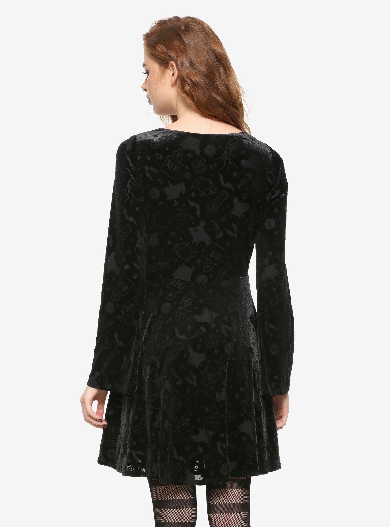 Her Universe Disney Hocus Pocus Icon Velvet Bell Sleeve Dress, , alternate