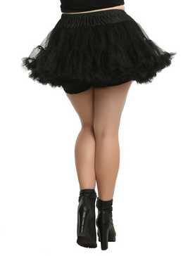 Black Layered Tulle Petticoat Plus Size, , hi-res