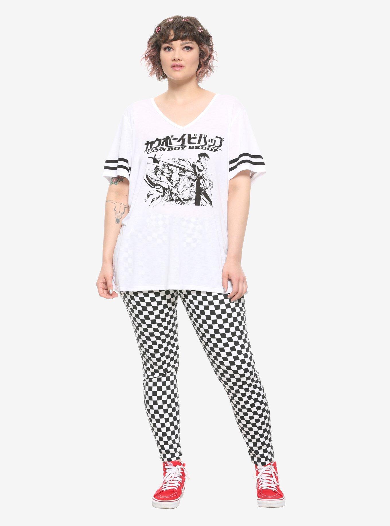 Cowboy Bebob Black & White Girls Athletic T-Shirt Plus Size, BLACK, alternate