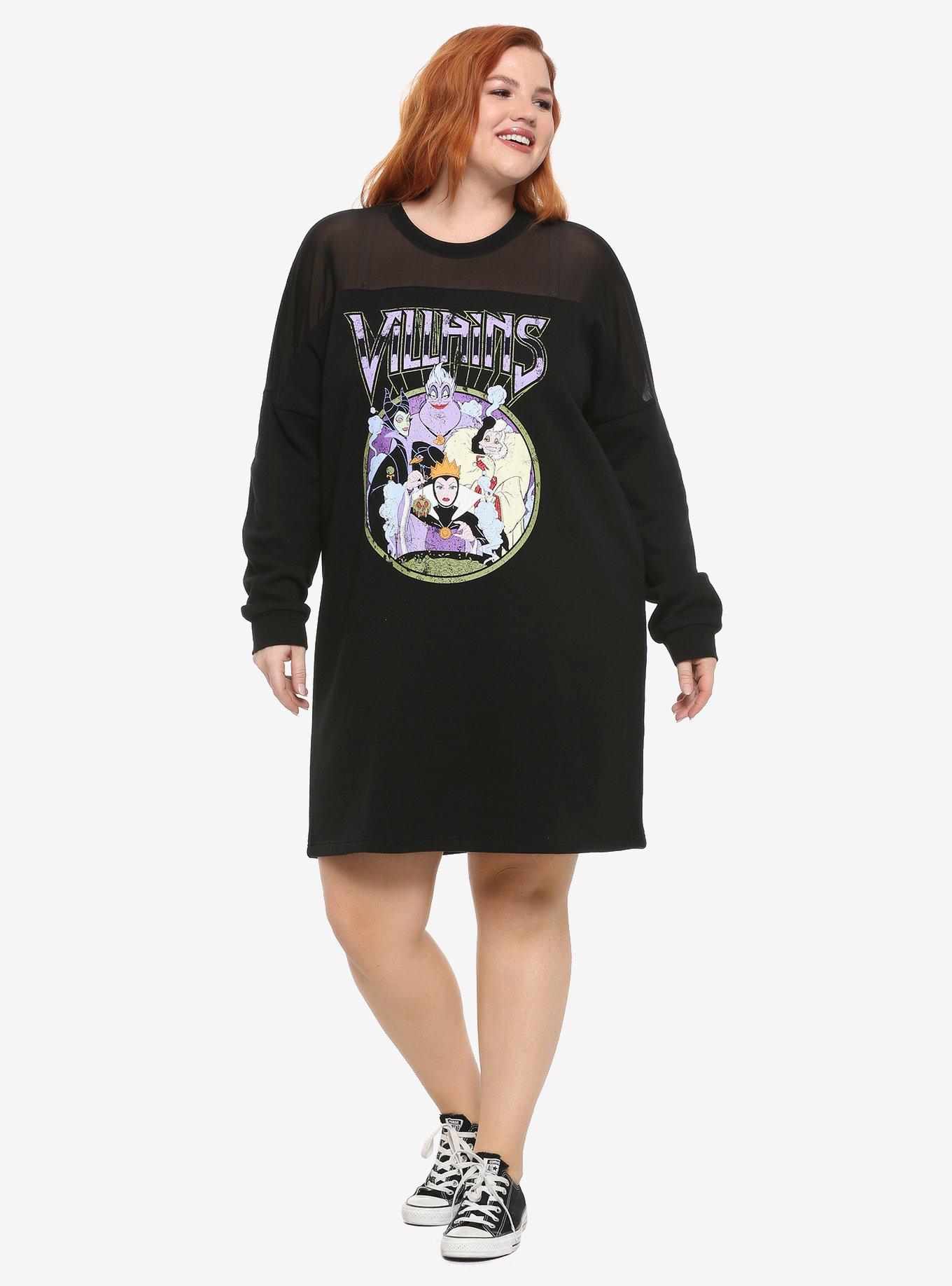 Disney Villains Mesh Shoulders Dress Plus Size, , alternate