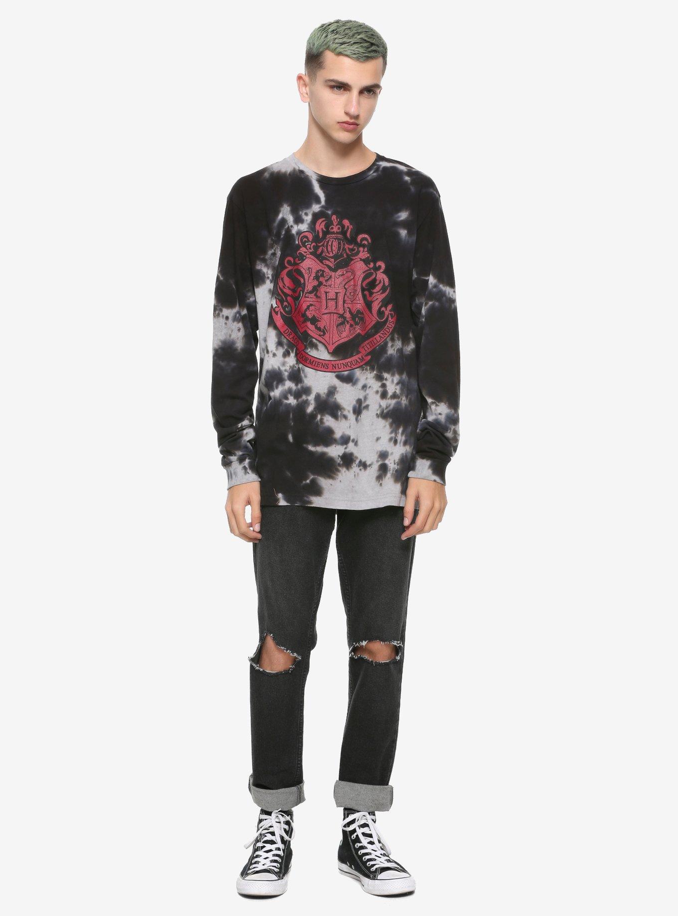 Harry Potter Hogwarts Crest Tie-Dye Long-Sleeve T-Shirt, RED, alternate