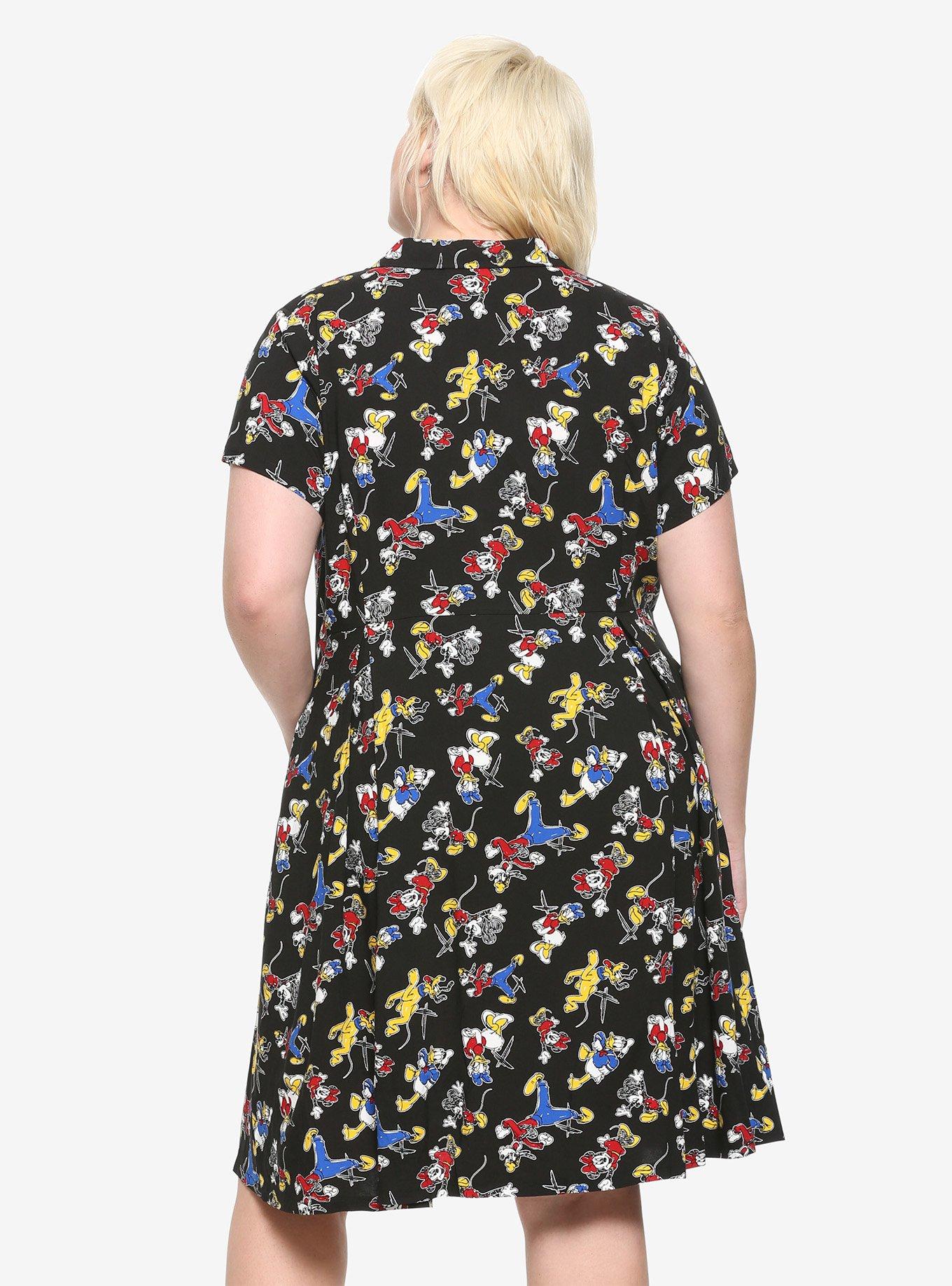 Disney The Sensational Six Button-Front Dress Plus Size, BLACK, alternate