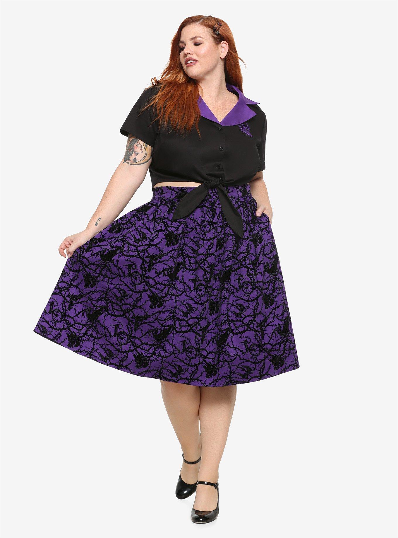 Disney Sleeping Beauty Maleficent Flocked Skirt Plus Size, PURPLE, alternate