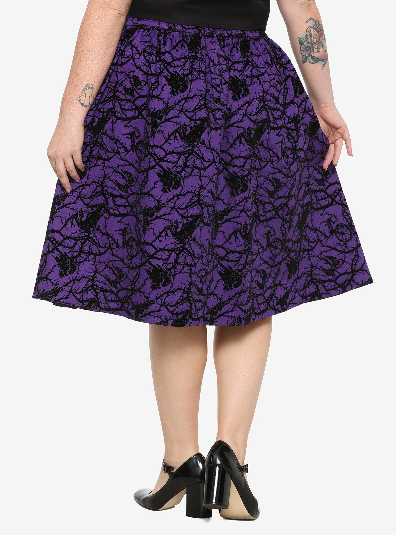 Disney Sleeping Beauty Maleficent Flocked Skirt Plus Size, PURPLE, alternate