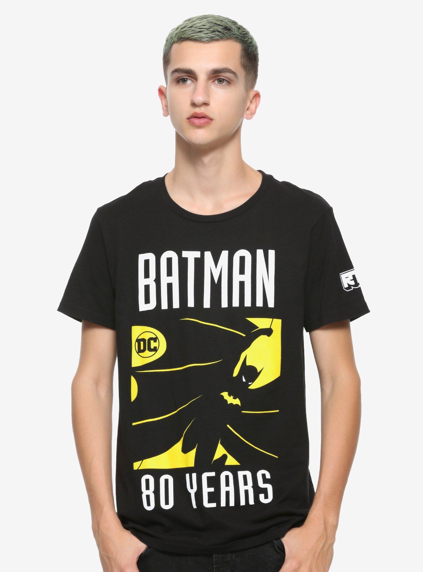 DC Comics Batman 80 Years Long Live The Bat T-Shirt Rooster Teeth Expo Exclusive, YELLOW, alternate
