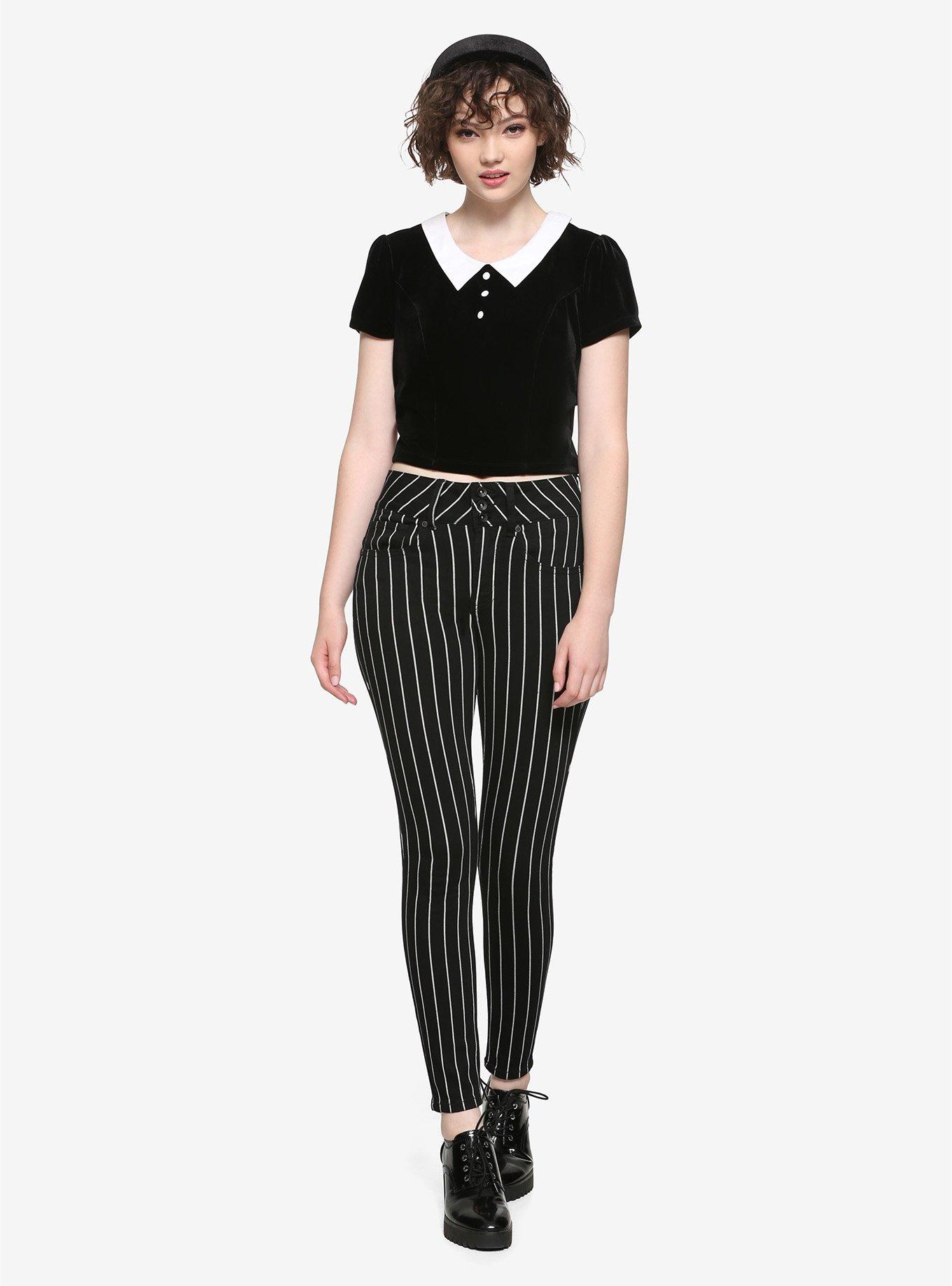 HT Denim Black & White Pinstripe Hi-Rise Super Skinny Jeans, STRIPE - WHITE, alternate