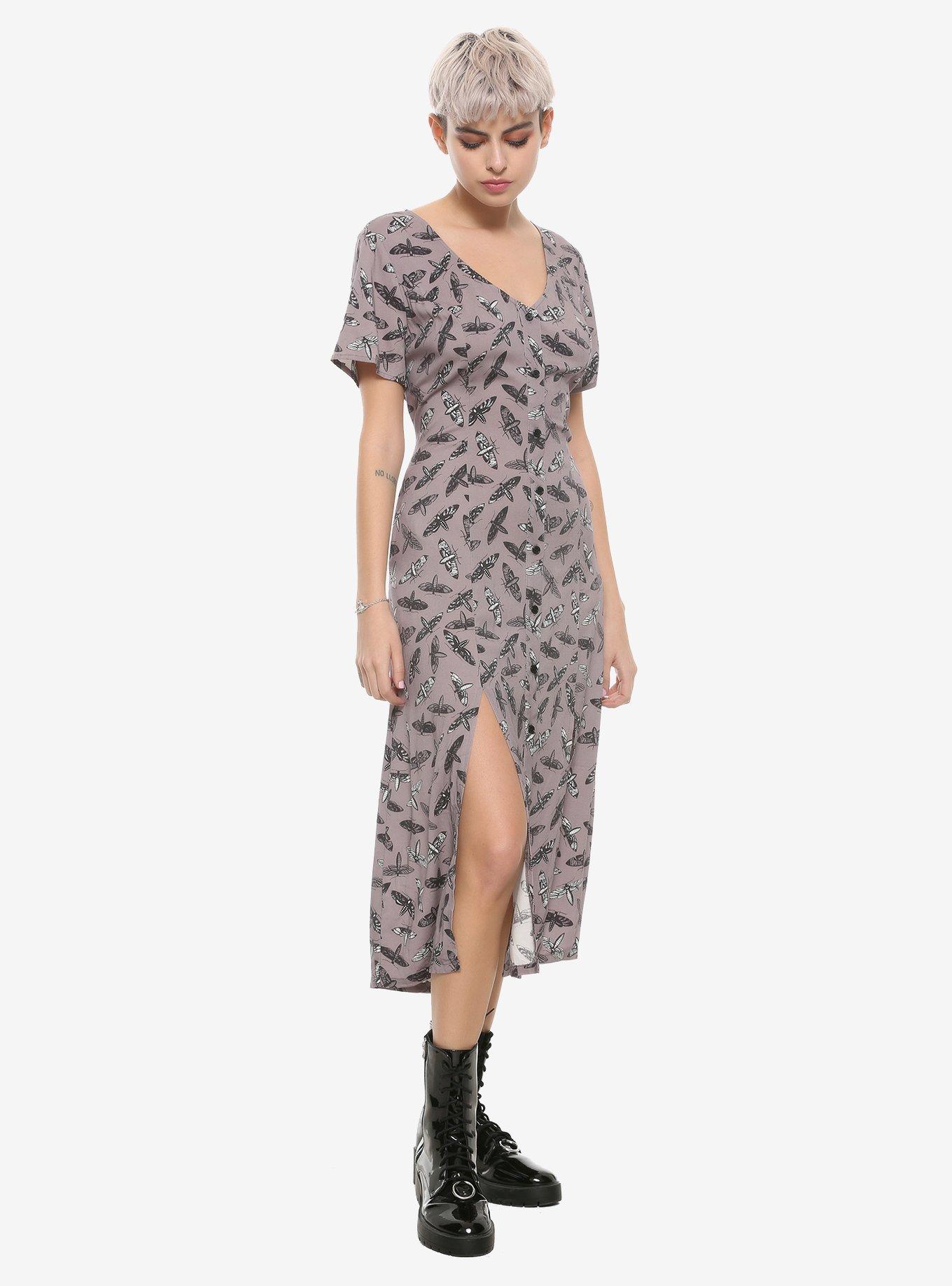 Grey Moth Midi Dress, , alternate