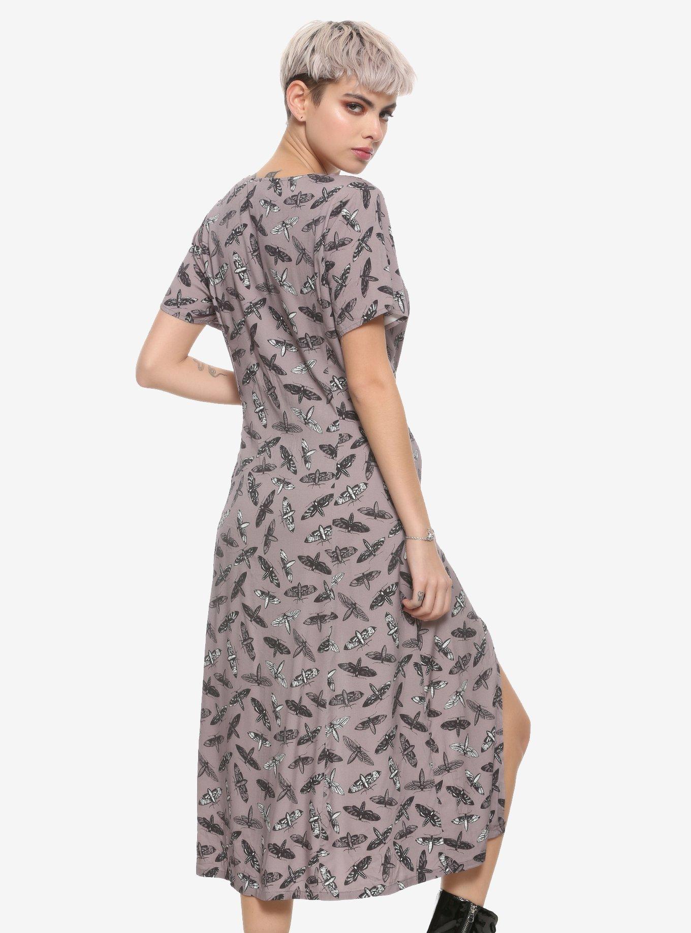 Grey Moth Midi Dress, , alternate