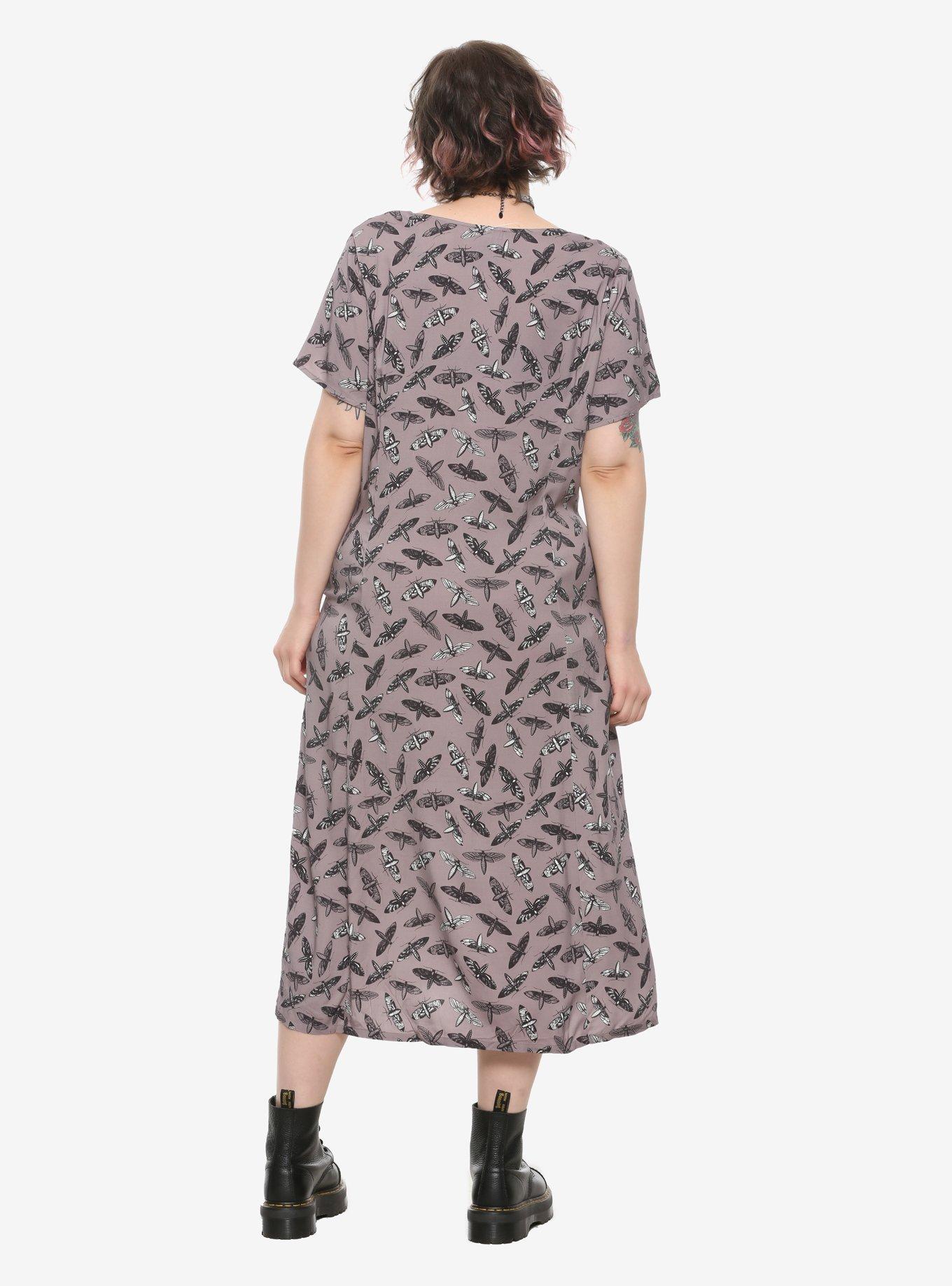 Grey Moth Midi Dress Plus Size, , alternate