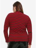 Black & Red Stripe Lettuce Hem Girls Long-Sleeve Top Plus Size, BLACK, alternate