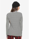 Yin-Yang Striped Girls Mock Neck Long-Sleeve T-Shirt, BLACK, alternate