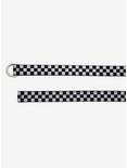 Black & White Checkered D-Ring Belt, , alternate