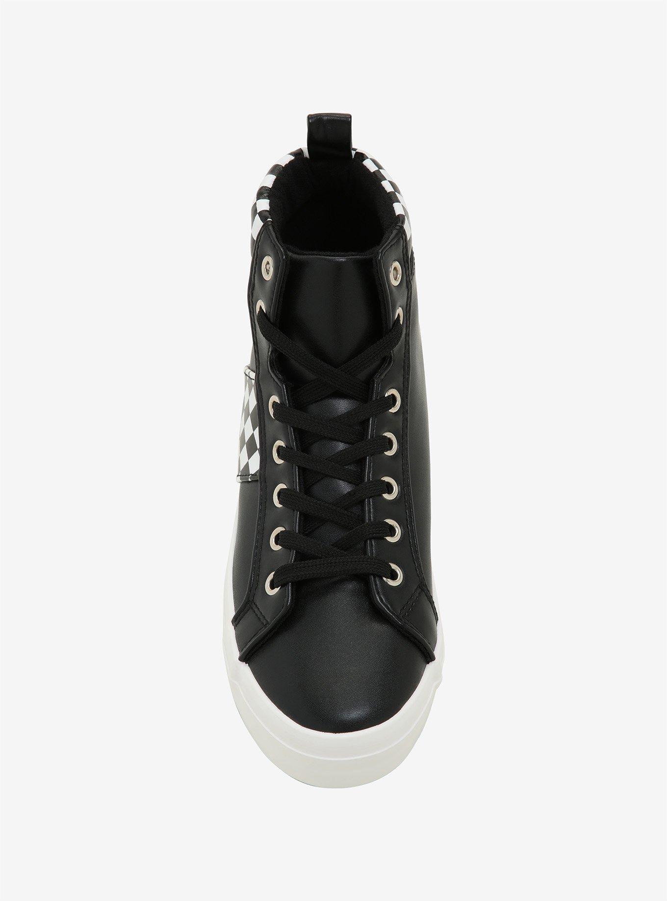 Black & White Checkered Hi-Top Sneakers, MULTI, alternate