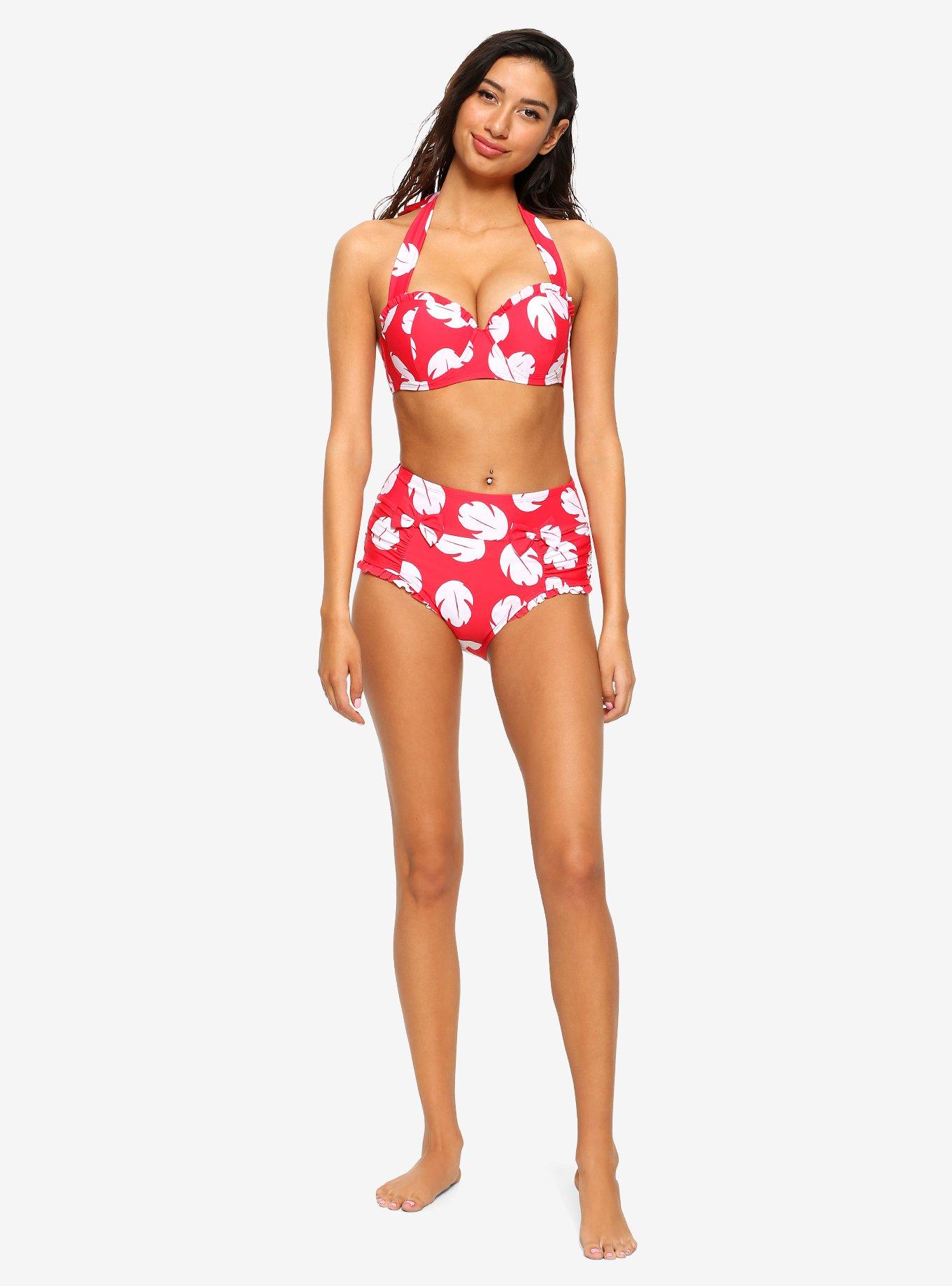 Disney Lilo & Stitch Leaf Print High-Waisted Swim Bottoms, MULTI, alternate