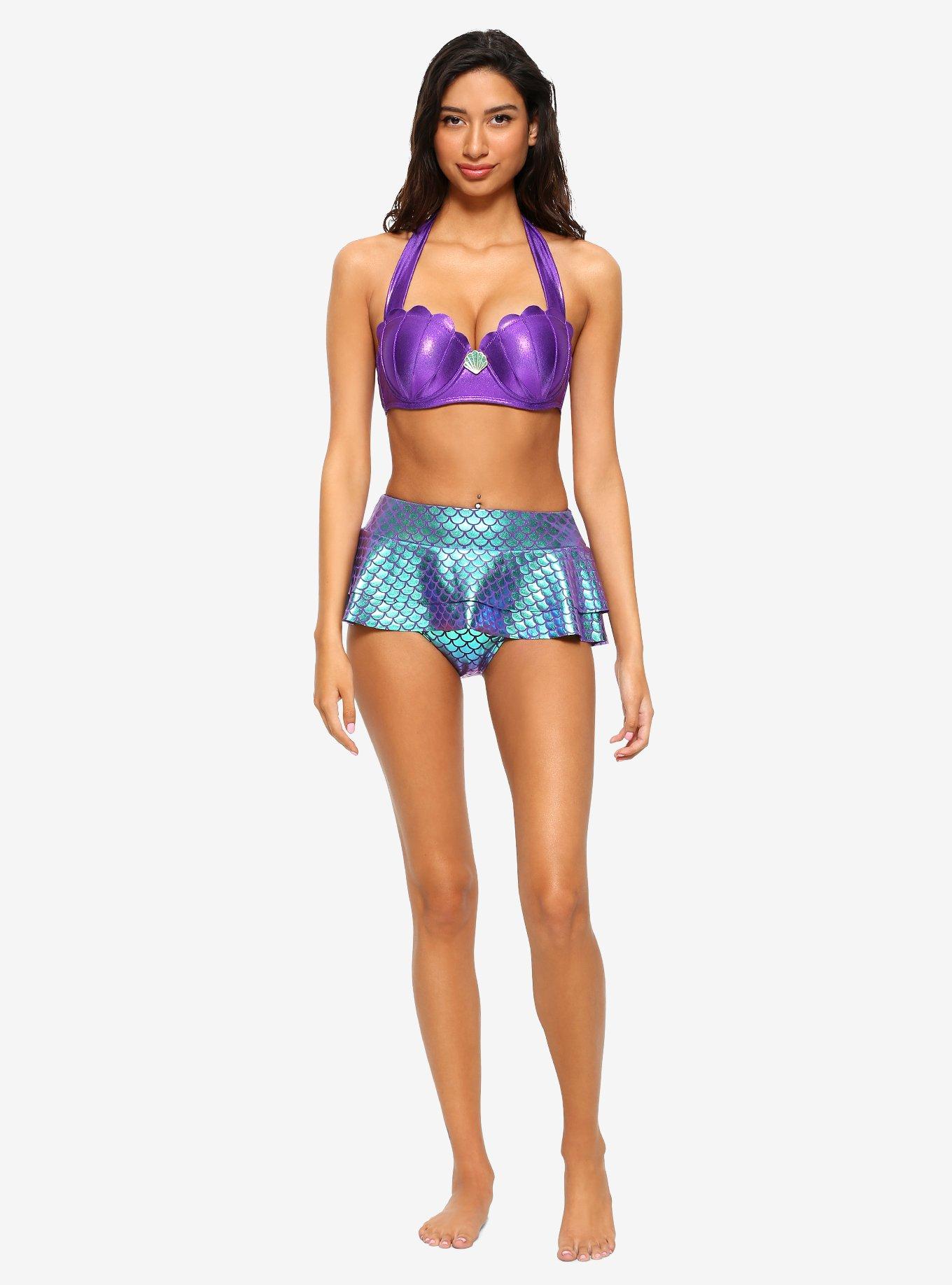 Disney The Little Mermaid Sea Shell Swim Top, PURPLE, alternate