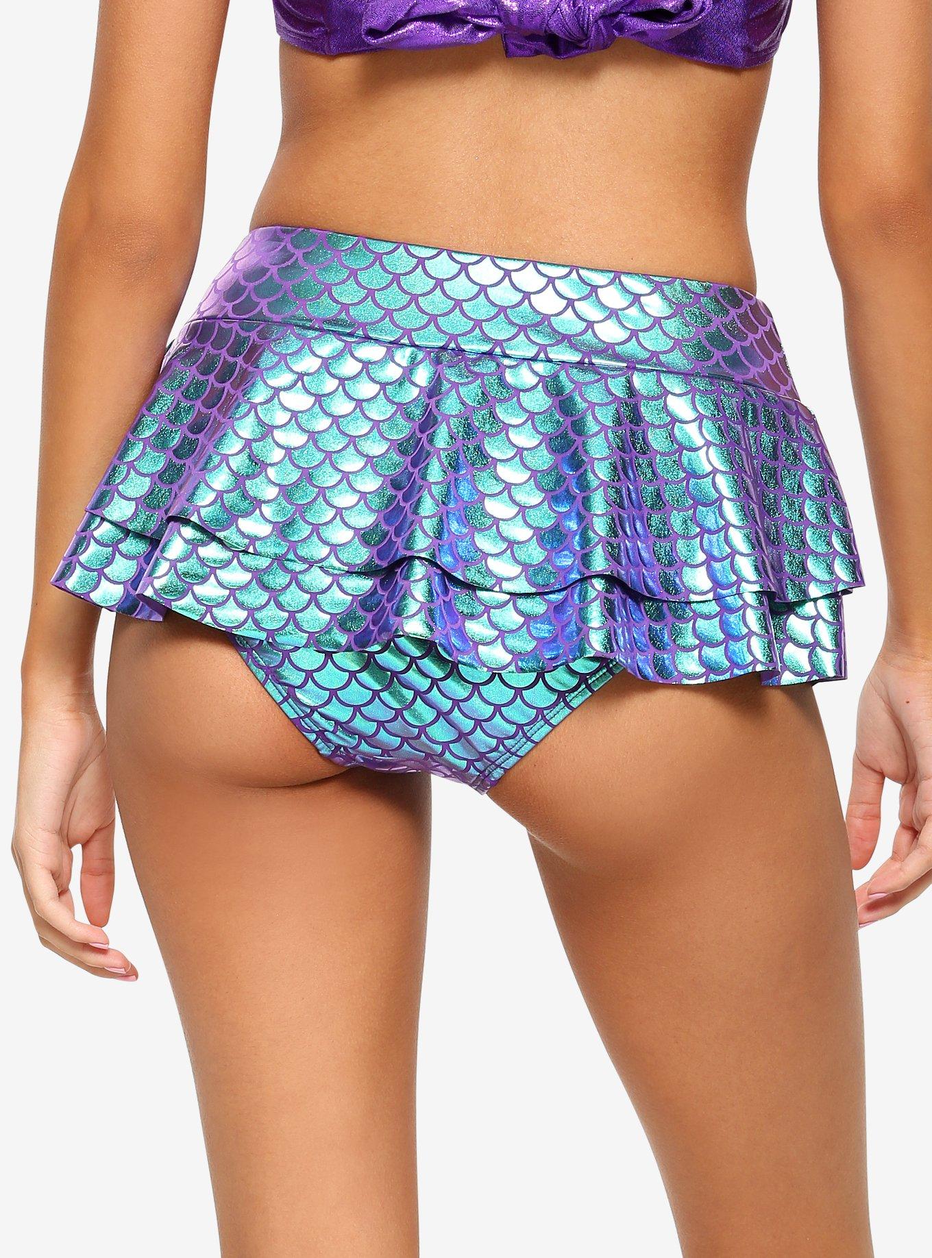 Disney The Little Mermaid Scale Print Skirted Swim Bottoms, MULTI, alternate