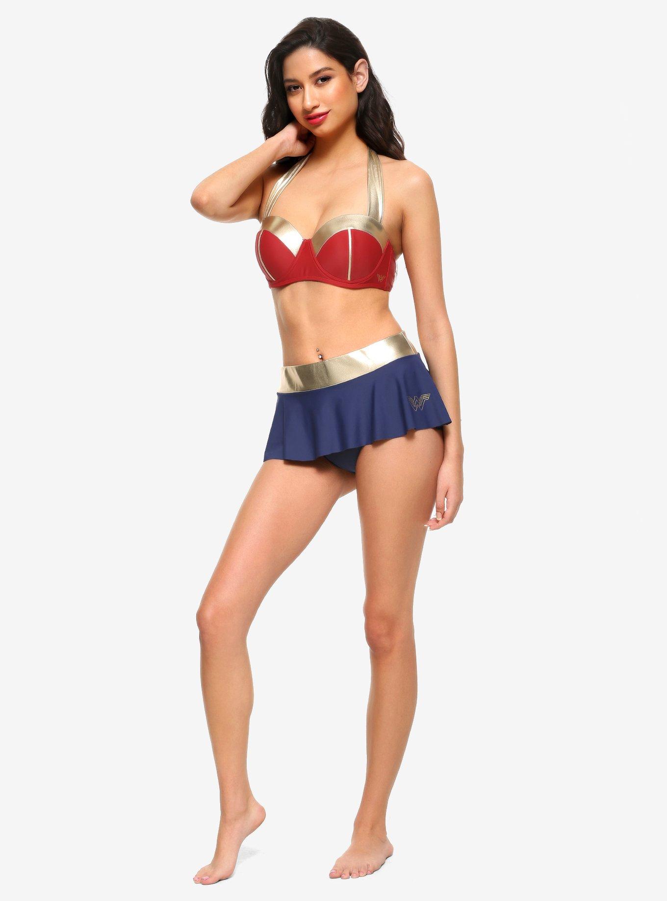 DC Comics Wonder Woman High-Waisted Skirted Swim Bottoms, MULTI, alternate
