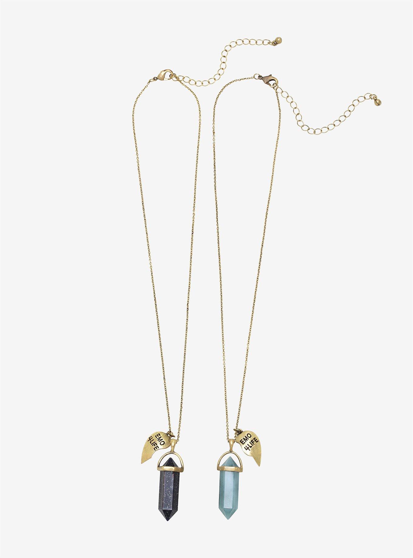 Emo Crystal Best Friend Necklace Set, , alternate