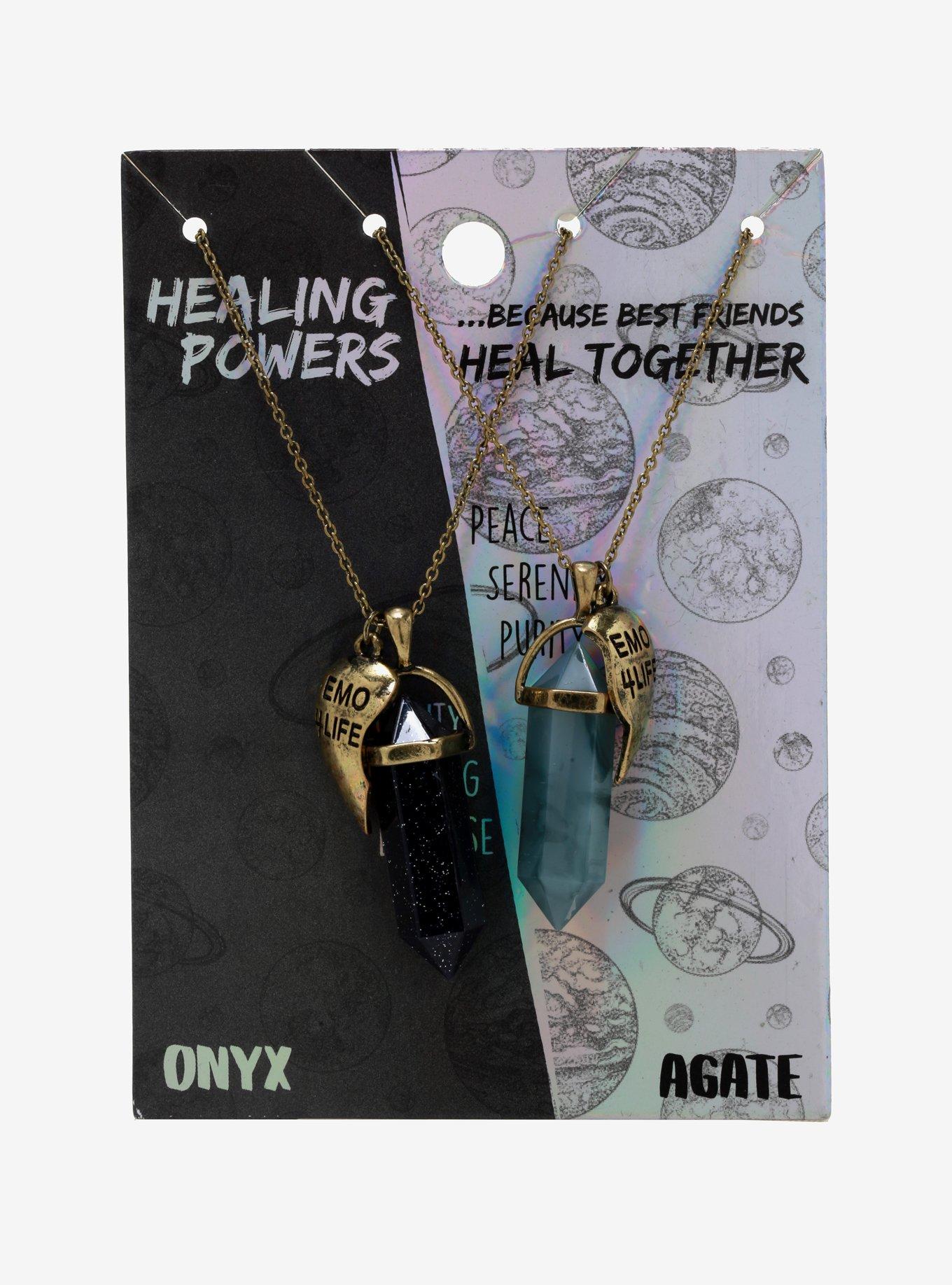 Emo Crystal Best Friend Necklace Set, , alternate