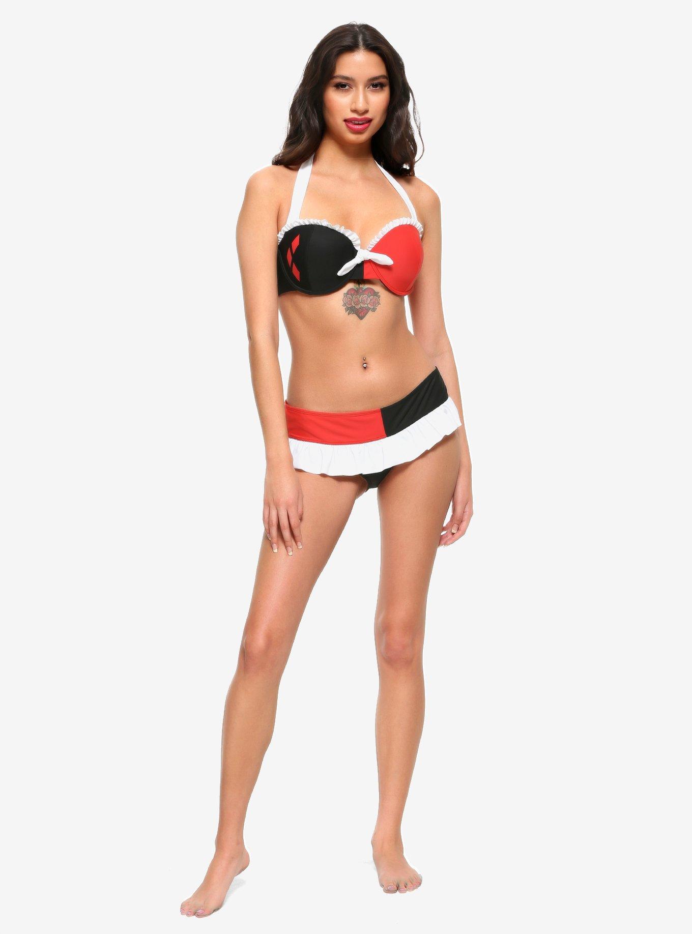 DC Comics Harley Quinn Halter Swim Top, MULTI, alternate