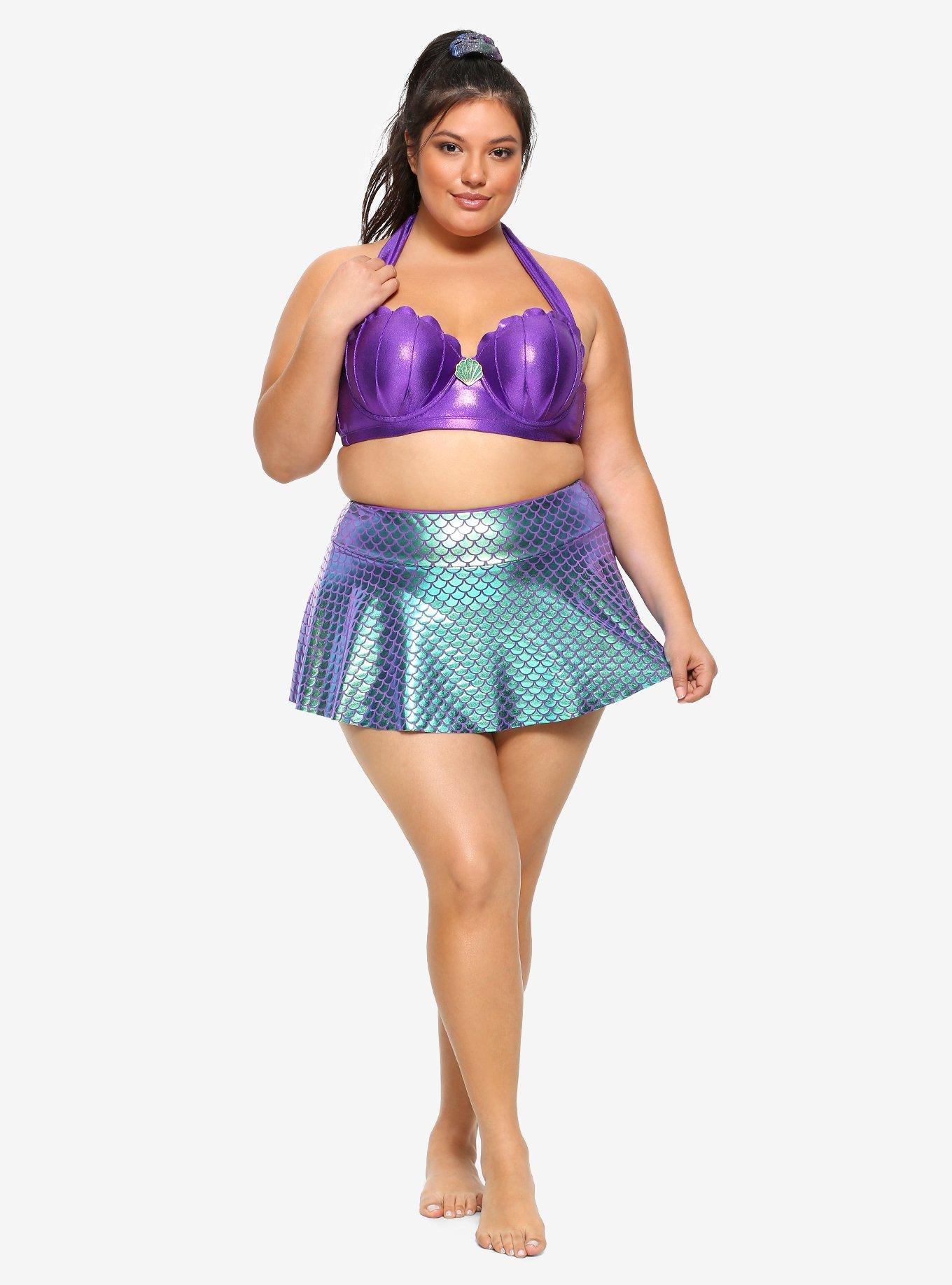 Disney The Little Mermaid Scale Print Skirted Swim Bottoms Plus Size, MULTI, alternate