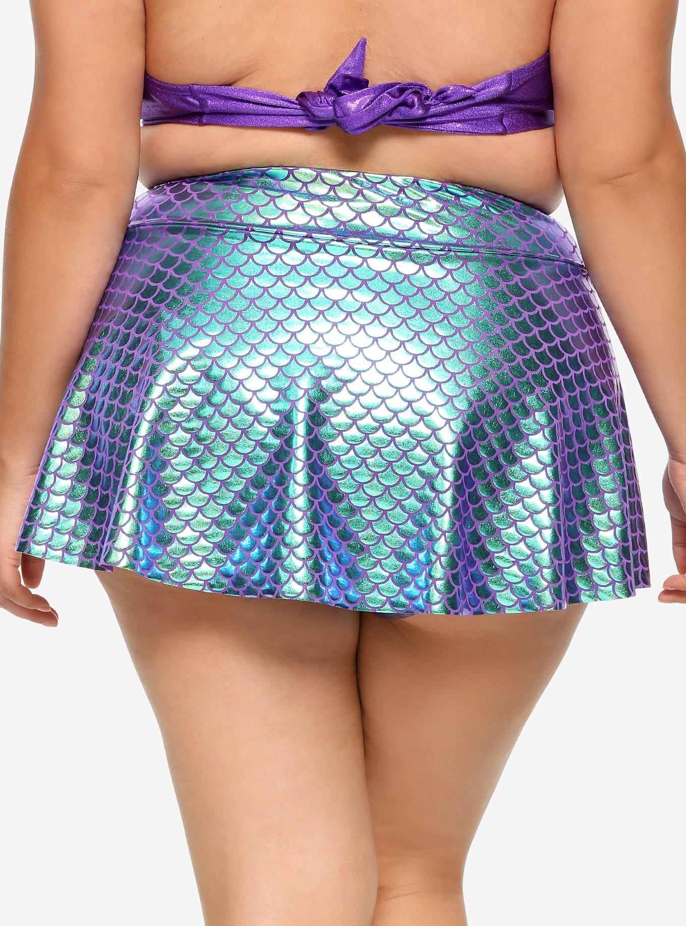 Disney The Little Mermaid Scale Print Skirted Swim Bottoms Plus Size, MULTI, alternate