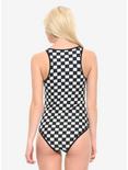 Black & White Checkered Zip-Up Swimsuit, MULTI, alternate