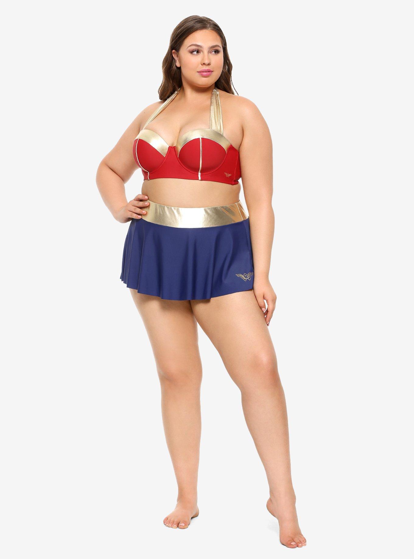 DC Comics Wonder Woman Halter Swim Top Plus Size, MULTI, alternate