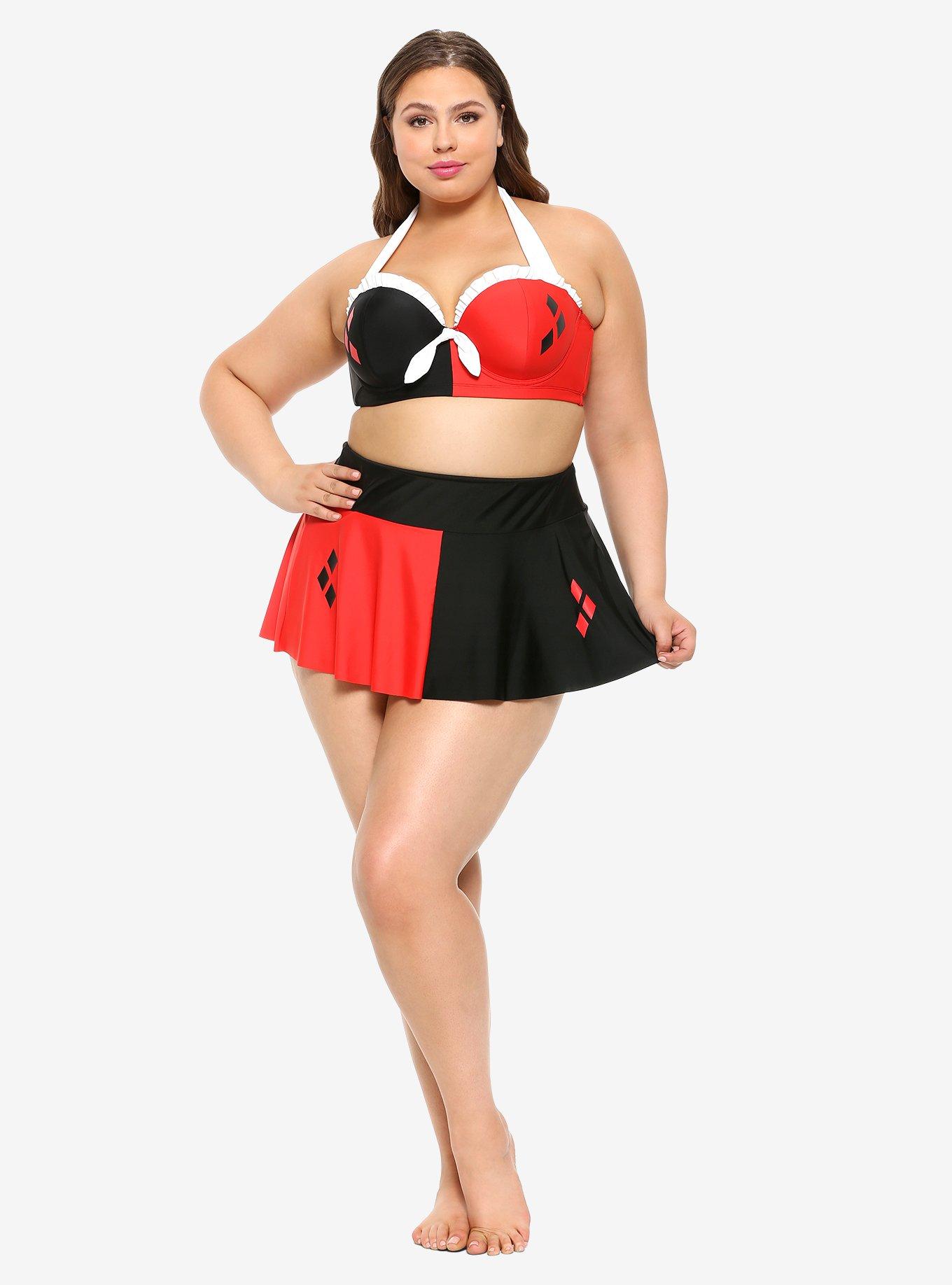 DC Comics Harley Quinn Skirted Swim Bottoms Plus Size, MULTI, alternate