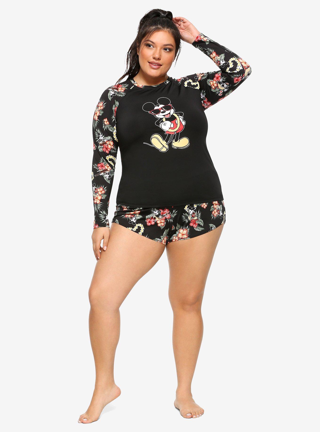 Disney Mickey Mouse & Minnie Mouse Tropical Girls Rash Guard Plus Size, MULTI, alternate