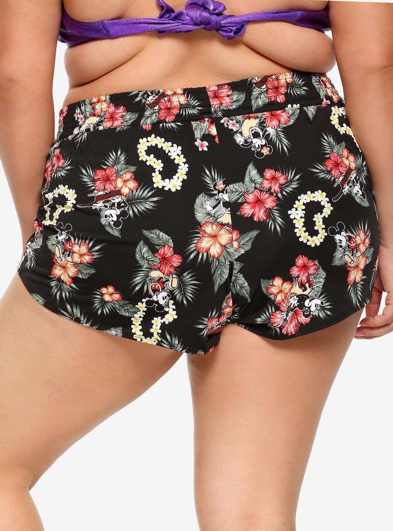 Disney Mickey Mouse & Minnie Mouse Tropical Girls Swim Shorts Plus Size, MULTI, alternate