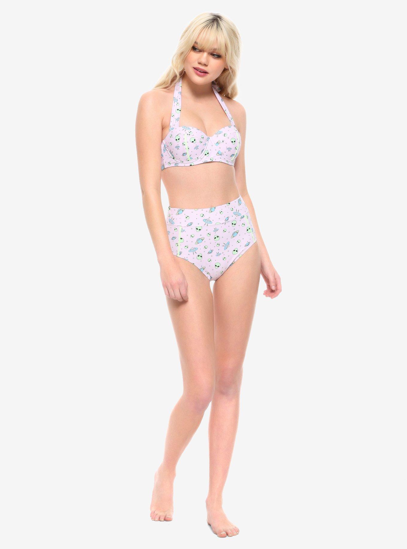 Pastel Alien High-Waisted Swim Bottoms, MULTI, alternate