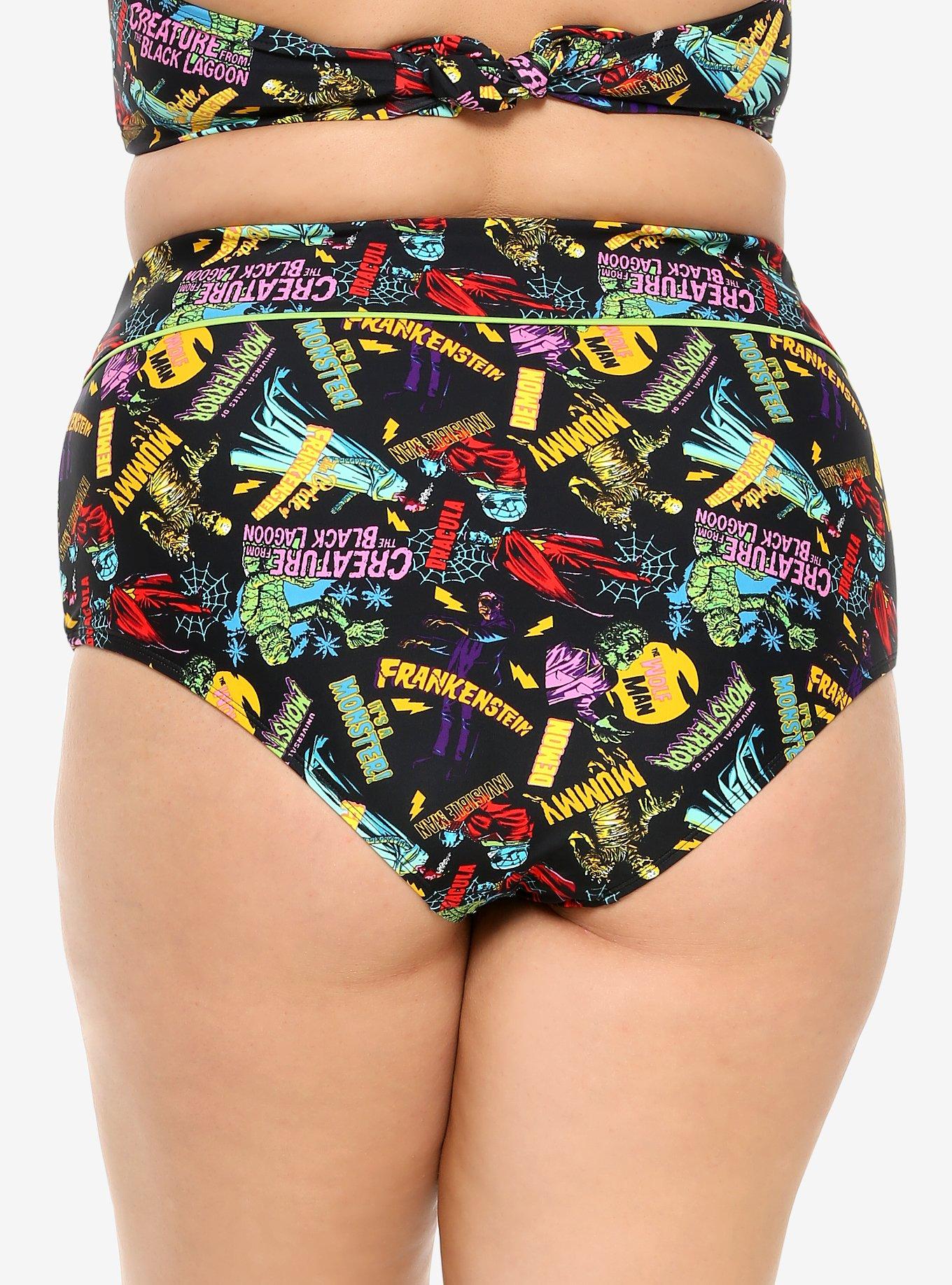 Universal Monsters High-Waisted Swim Bottoms Plus Size, MULTI, alternate