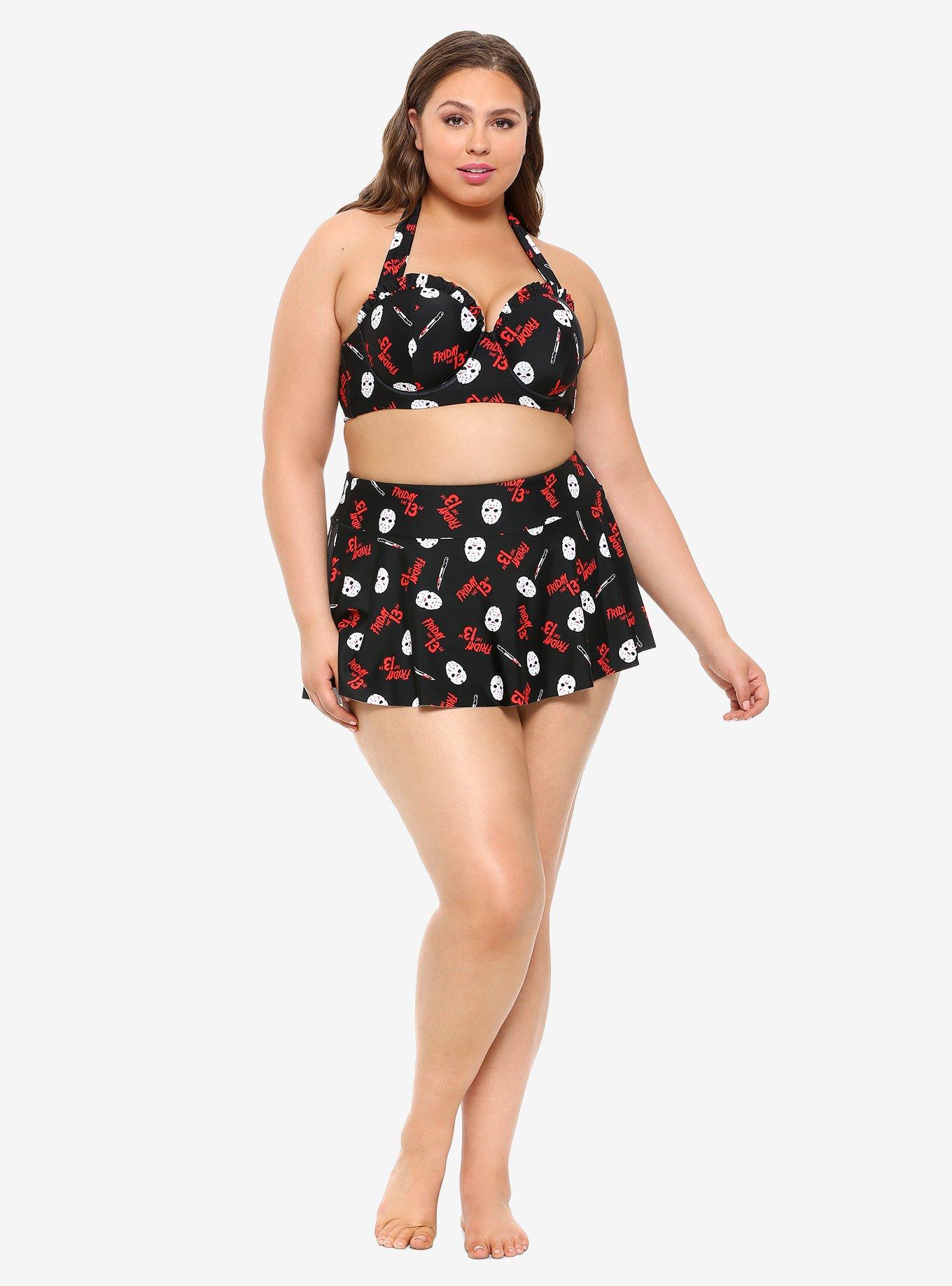 Friday The 13th Jason Mask Swim Top Plus Size, MULTI, alternate