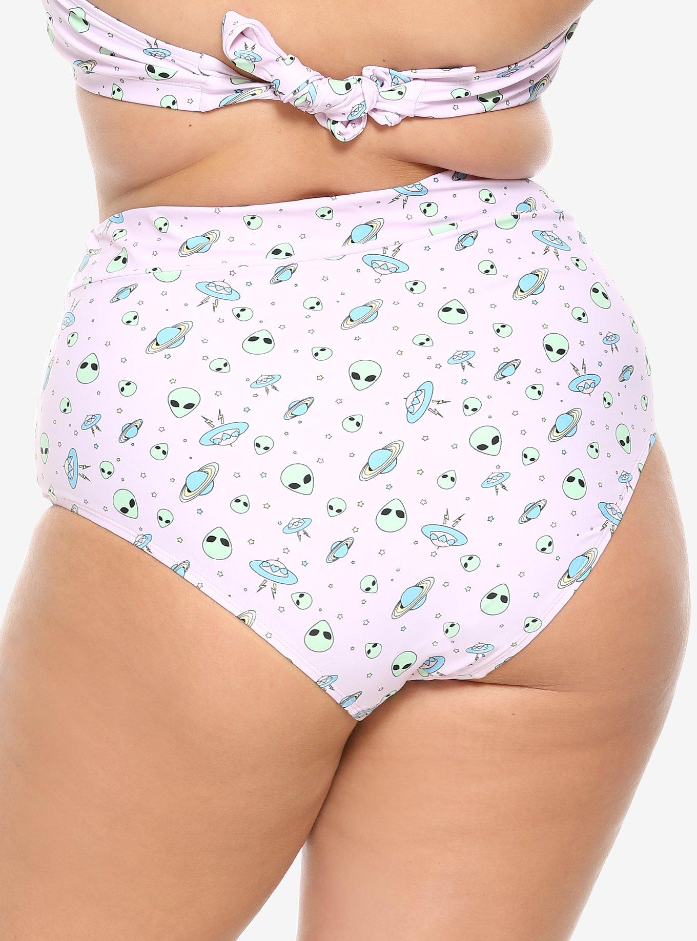 Pastel Alien High-Waisted Swim Bottoms Plus Size, MULTI, alternate