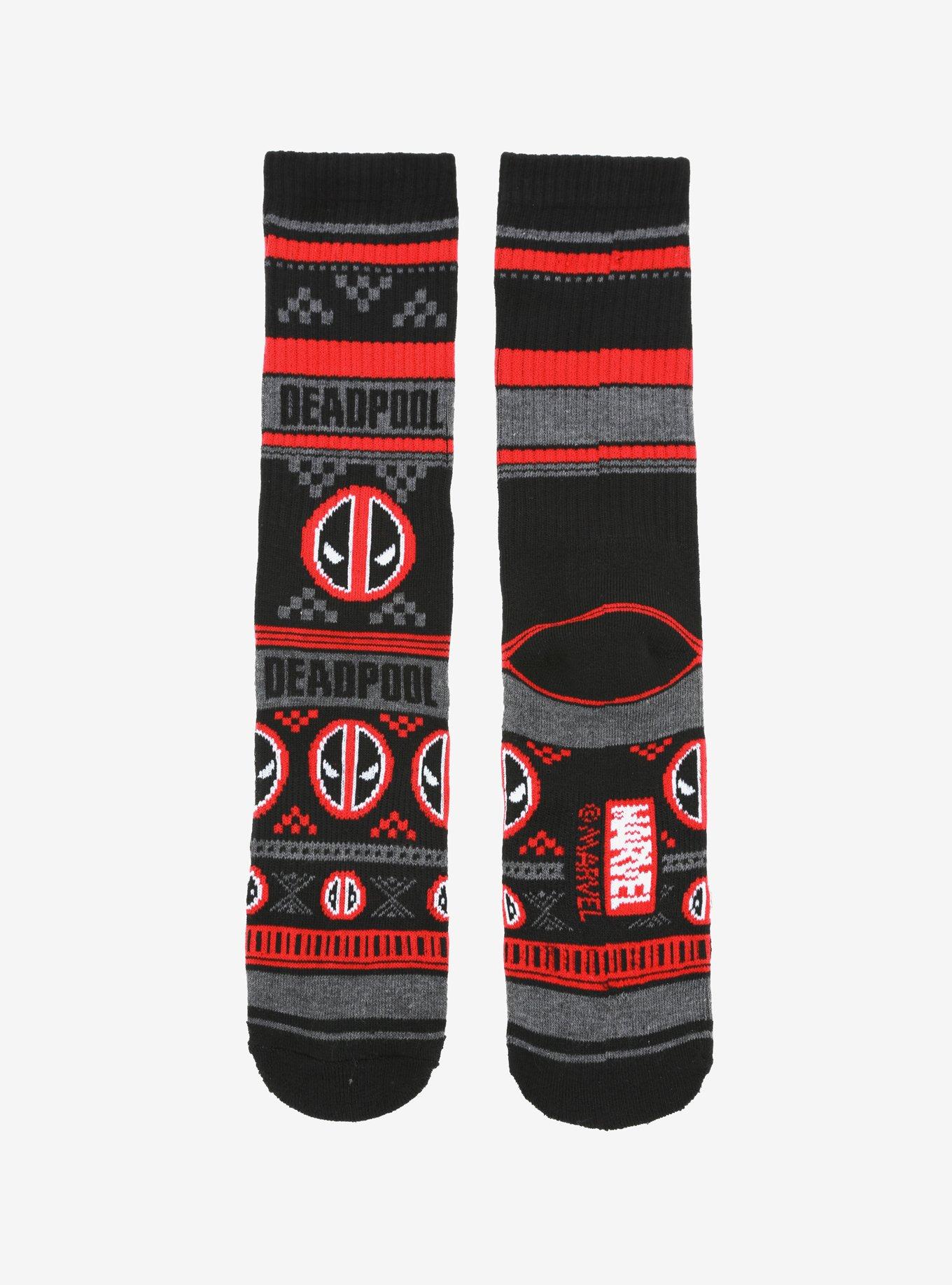 Marvel Deadpool Fair Isle Crew Socks, , alternate