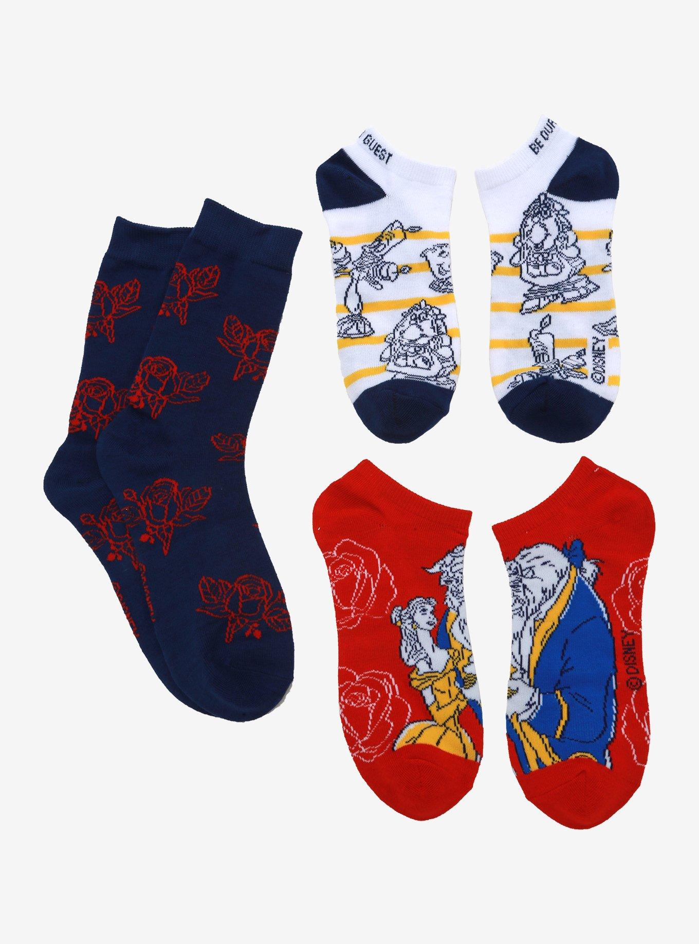 Disney Beauty And The Beast VHS Socks 3 Pair, , alternate