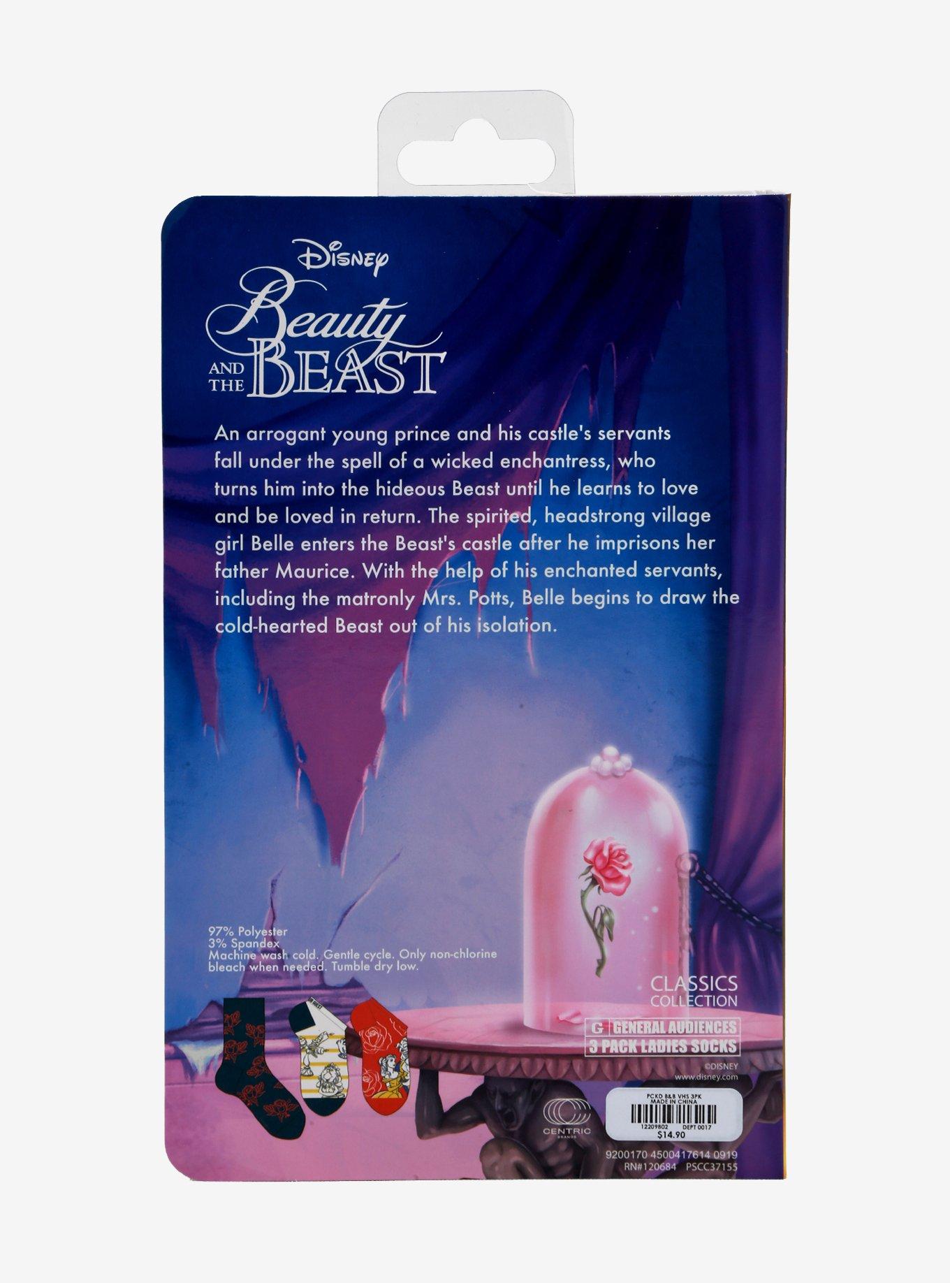 Disney Beauty And The Beast VHS Socks 3 Pair, , alternate