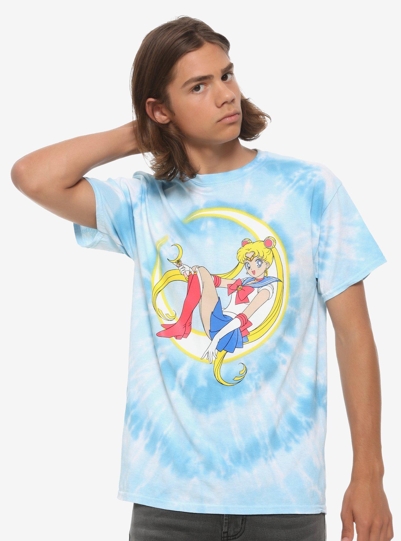 Sailor Moon Relaxing Blue & White Tie-Dye T-Shirt, MULTI, alternate