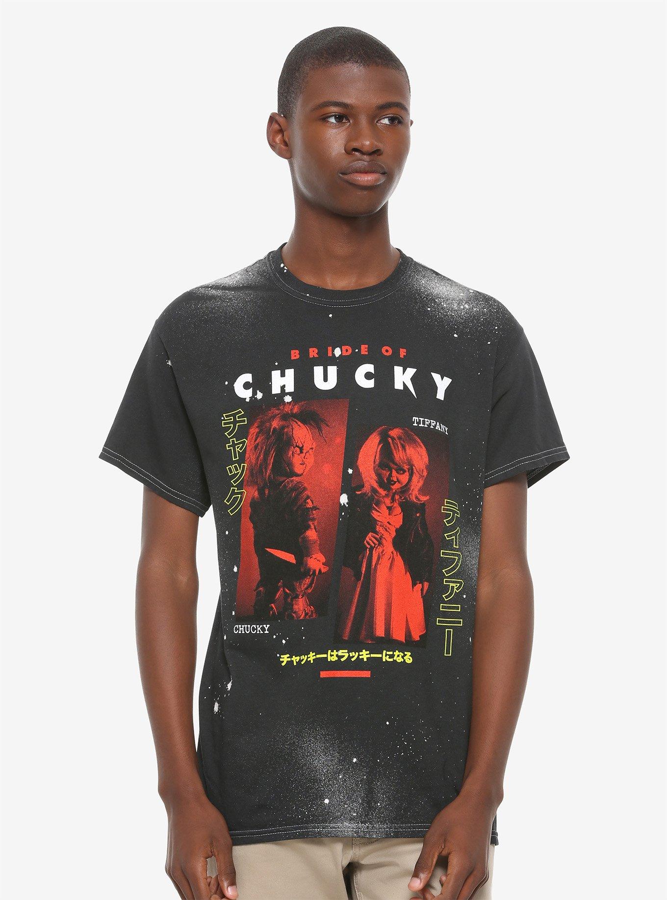 Bride Of Chucky Tiffany & Chucky Acid Wash T-Shirt, MULTI, alternate