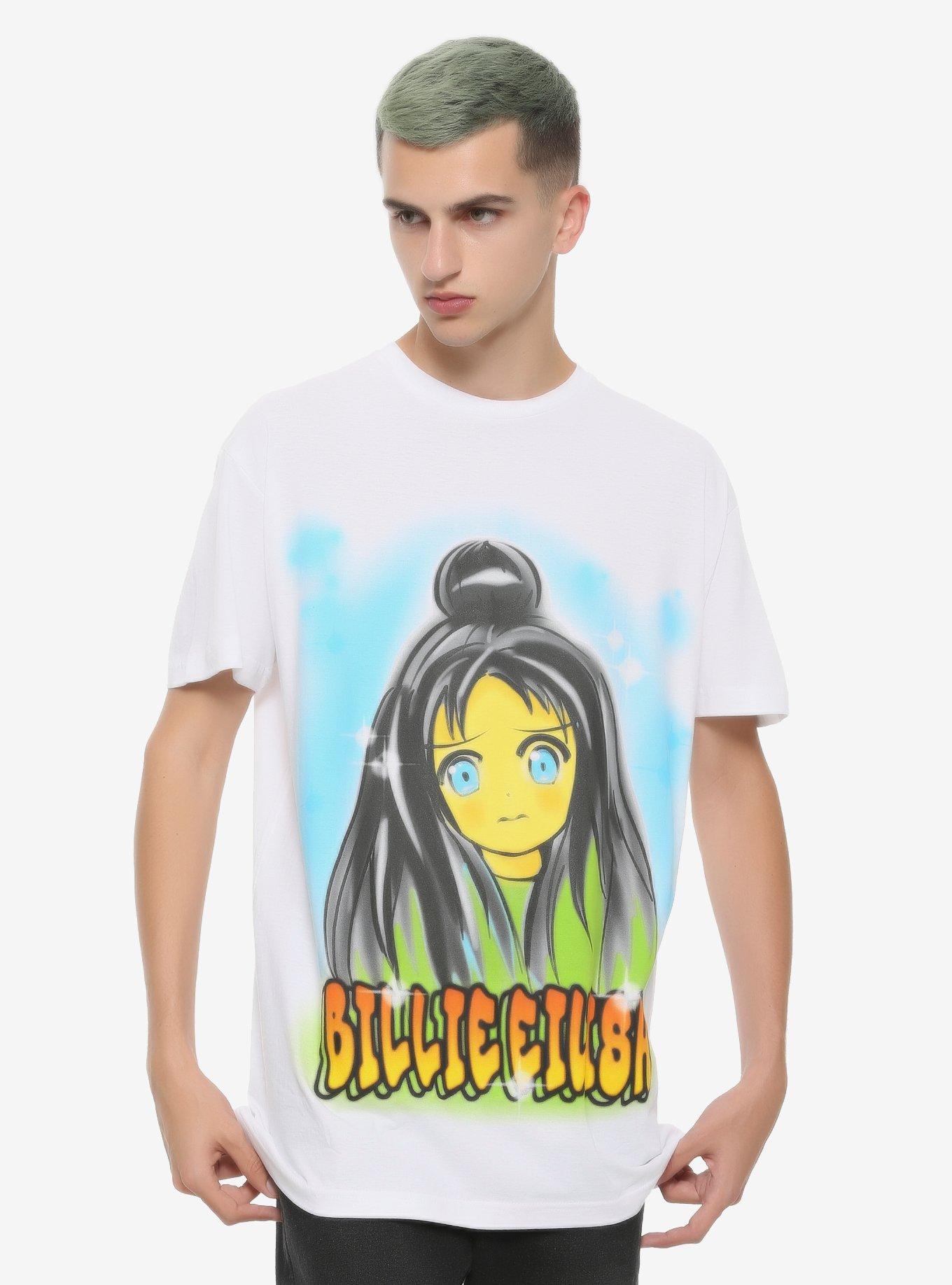 Billie Eilish Anime Face T-Shirt, , alternate