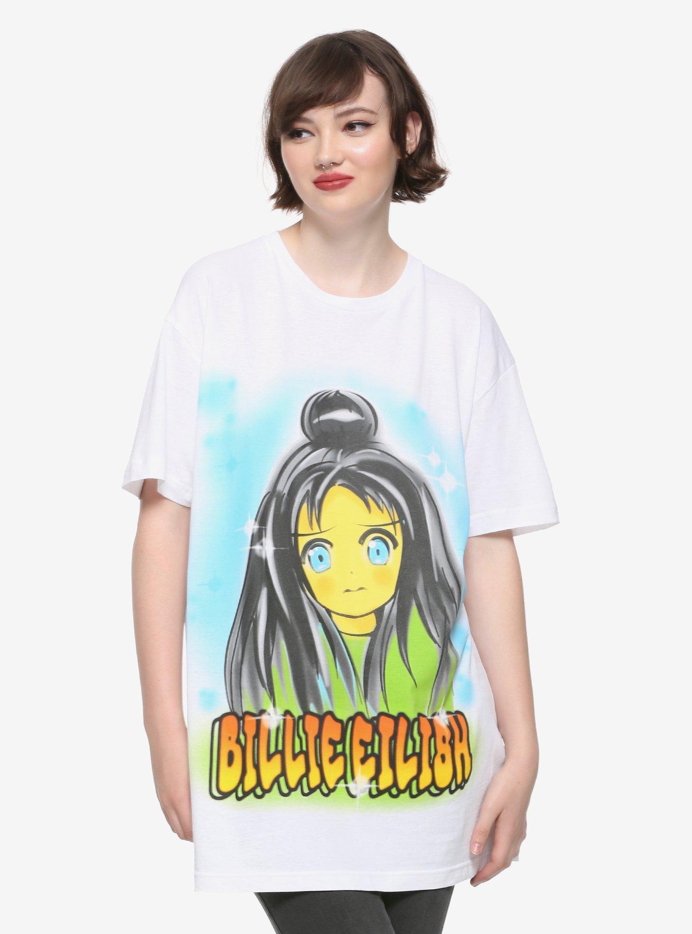 Billie Eilish Anime Face T-Shirt, , alternate