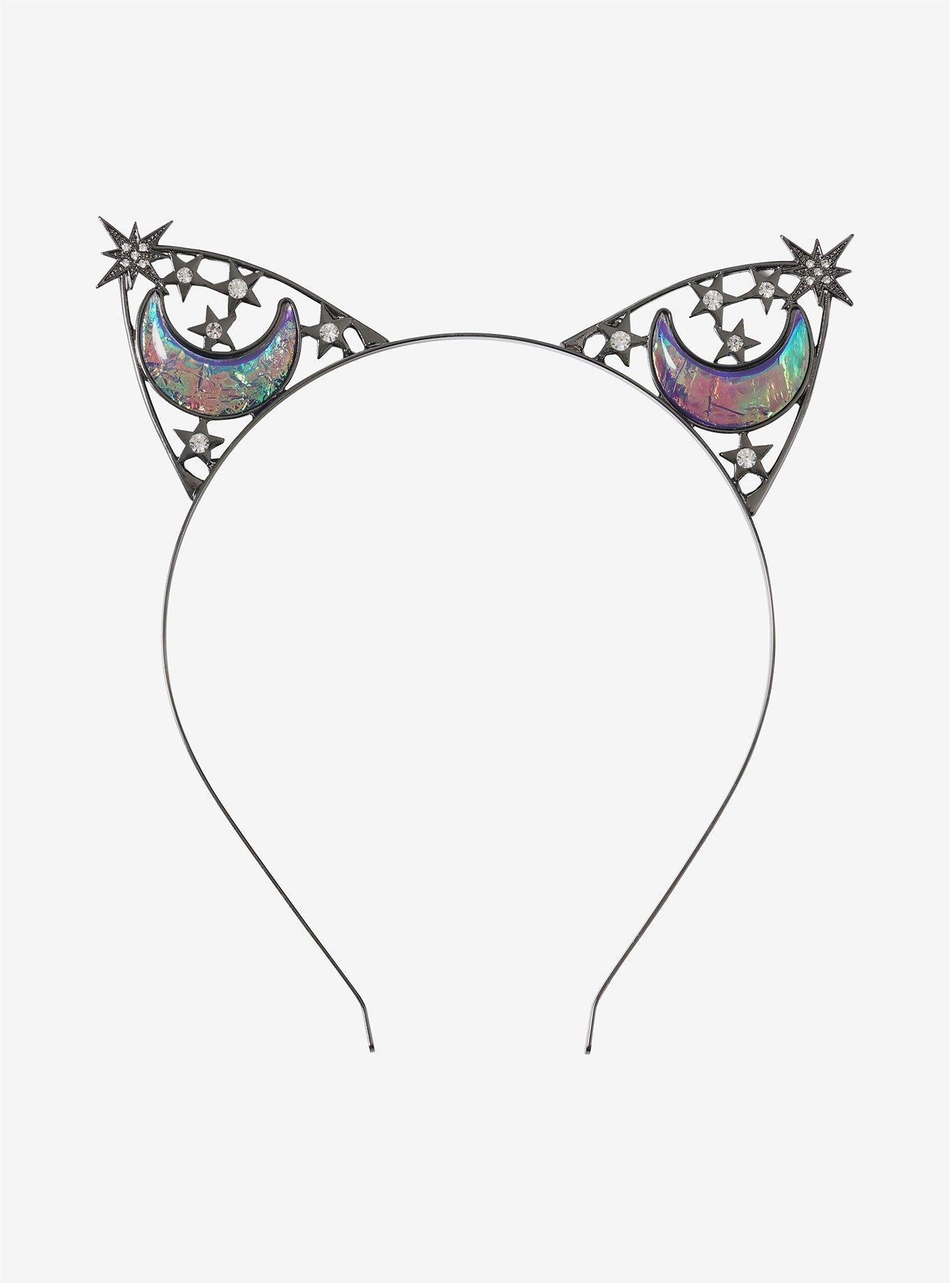 Crescent Moon & Stars Cat Ear Headband, , alternate