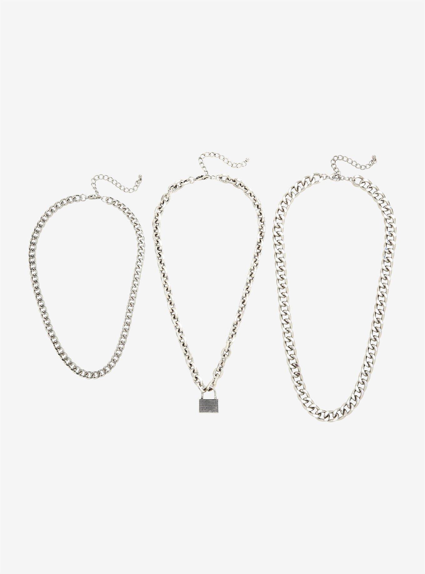 Padlock Chain Necklace Set, , alternate