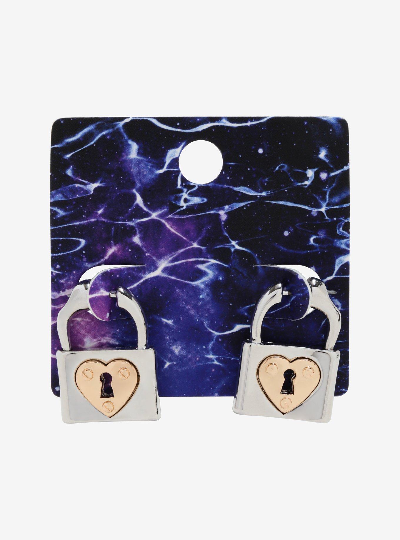 Padlock Heart Earrings, , alternate