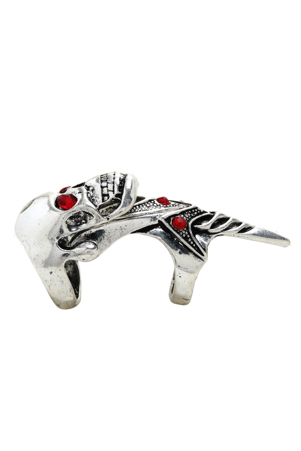Red CZ Skull Armor Ring, , alternate