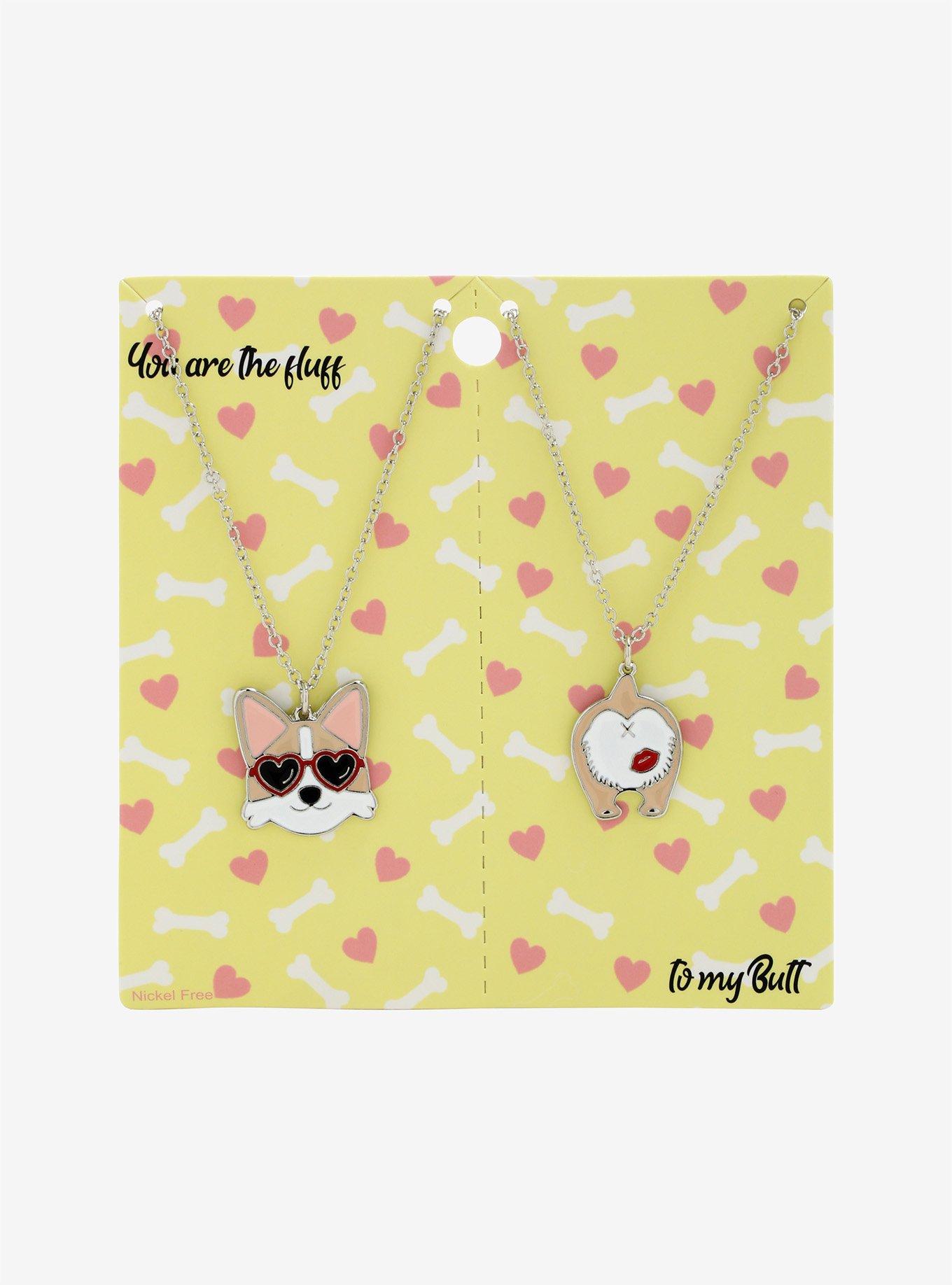 Corgi Heart Glasses Best Friend Necklace Set, , alternate