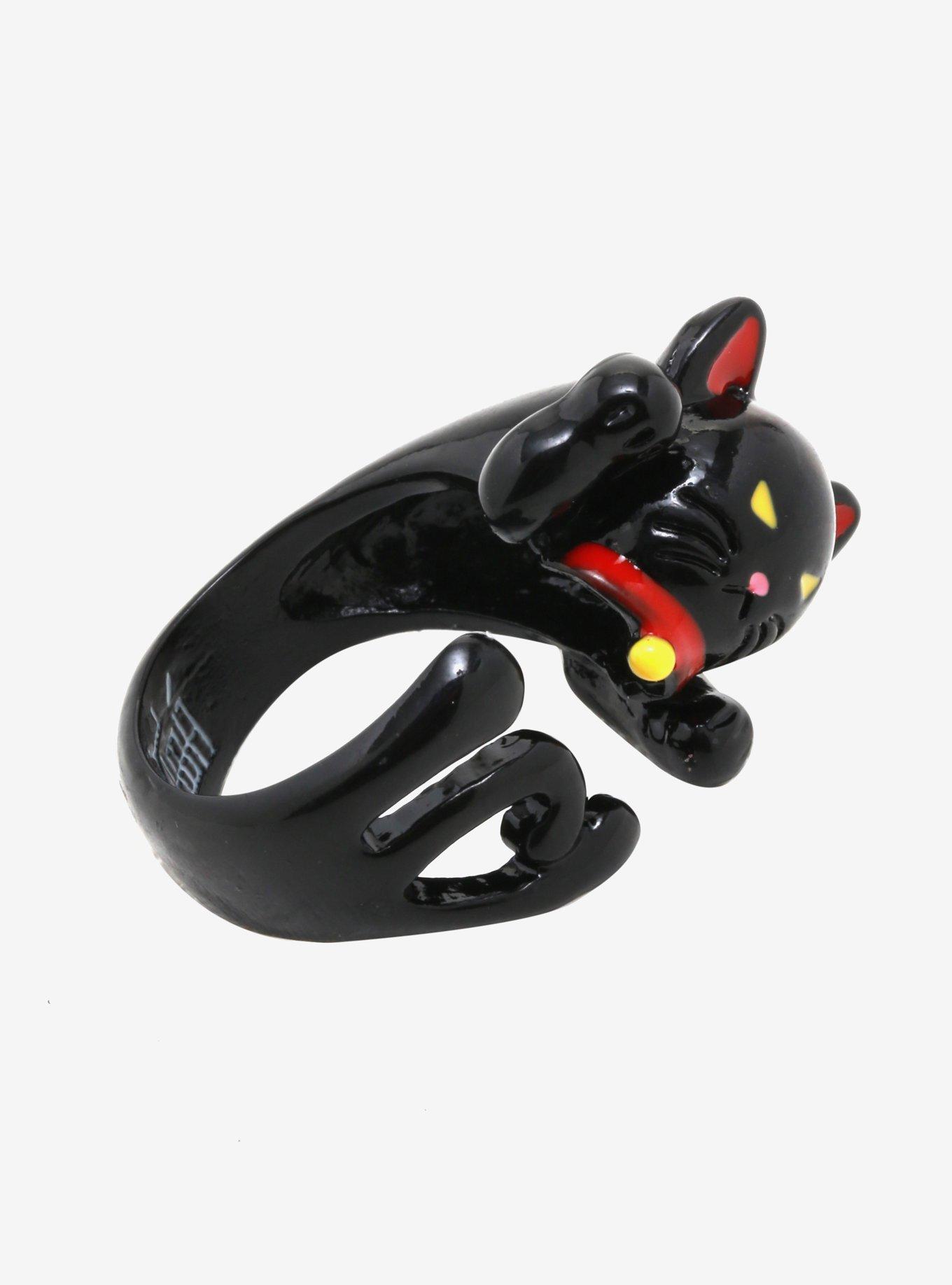Lucky Black Cat Wrap Ring, , alternate