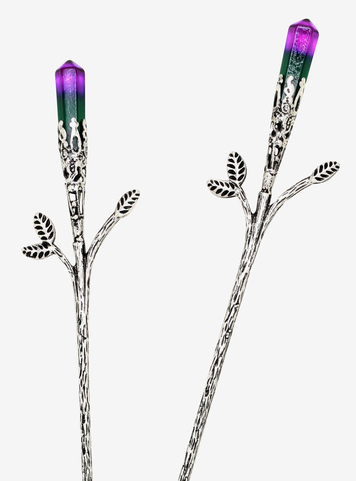 Crystal Flower Hair Sticks, , alternate